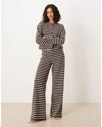 ASOS - Brushed Stripe Wide Leg Co Ord Trousers - Lyst