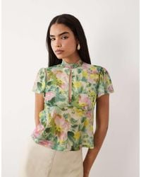 ASOS - Floaty Mesh Flutter Sleeve Top With Tie Back Detail - Lyst