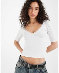 Motel - Sajiwa Ribbed Short Sleeve Top - Lyst