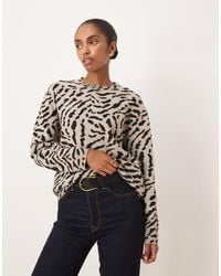 Mango - – pullover mit rundhalsausschnitt und zebramuster - Lyst
