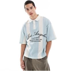 Pull&Bear - Polo style rétro en maille à larges rayures - Lyst