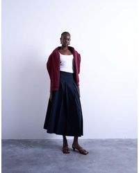 TOPSHOP - Pleated Midi Skirt - Lyst