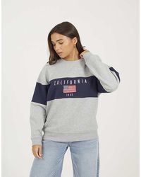 Brave Soul - Contrast Stripe Panel Crew Neck Sweatshirt - Lyst