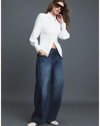 Stradivarius - Poplin Shirt With Padded Shoulders - Lyst