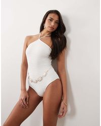 South Beach - Crinkle Swimsuit With Hardware Detail - Lyst