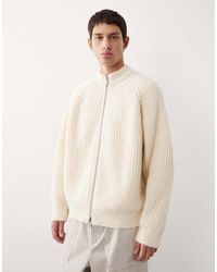 ASOS COLLECTIVE - Oversized Knitted Zip Through Wool Rich Cardigan - Lyst