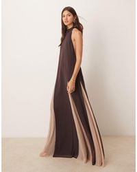 ASOS - High Neck Chiffon Maxi Dress With Contrast Godet Skirt - Lyst