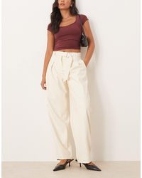 ASOS - Faux Leather Pleated Barrel Leg Trousers With Belt - Lyst