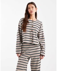 Miss Selfridge - Stripe Brushed Rib Cardigan Co-ord - Lyst