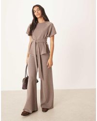 ASOS - Pantaloni A Fondo Ampio Morbidi Al Tatto Color Moka - Lyst