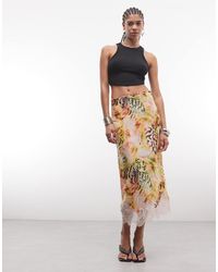 AFRM - Ackley High Rise Lace Hem Midi Skirt - Lyst