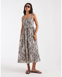 ONLY - Smock Midaxi Dress - Lyst
