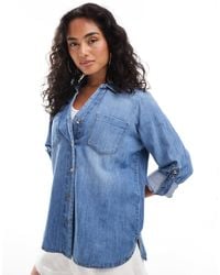ONLY - Button Through Denim Shirt - Lyst