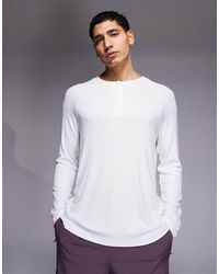 4505 - Rest Day Ultra Soft Modal Rib Slim Fit Raglan Henley Long Sleeve T-shirt - Lyst