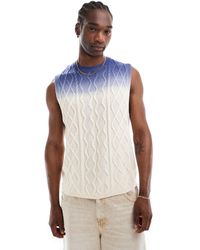 ASOS - Débardeur décontracté en maille torsadée effet dégradé - bleu/écru - Lyst