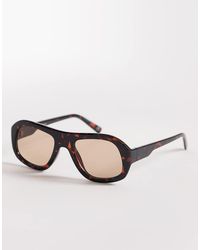 ASOS - Occhiali Da Sole Rotondi Tartarugati Con Lenti Marroni - Lyst