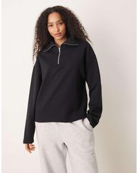 ASOS - Interlock Half Zip Sweatshirt - Lyst