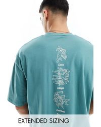 ASOS - T-shirt oversize color -azzurro con stampa rinascimentale sul retro - Lyst