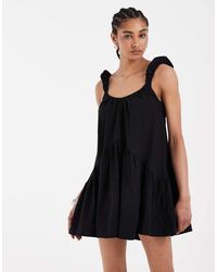 ASOS - Puff Sleeve Linen Mix Mini Dress - Lyst