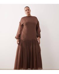 ASOS - Asos Design Curve Slash Neck Chiffon Godet Maxi Dress - Lyst