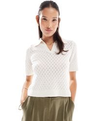 ONLY - – polohemd aus weitmaschigem strick - Lyst