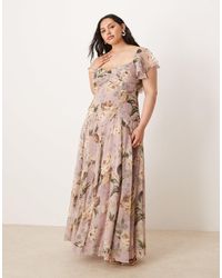 ASOS - Asos Design Curve Dropped Waist Full Skirt Midi Dress - Lyst