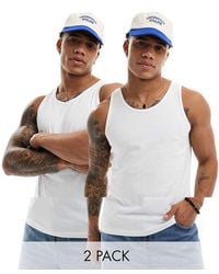 Jack & Jones - Pack De 2 Camisetas Sin Mangas Blancas De - Lyst