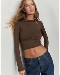 Stradivarius - T-Shirt Met Lange Mouwen Van Polyamide - Lyst