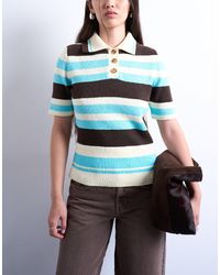 TOPSHOP - – tailliertes, gestreiftes polohemd aus strick - Lyst