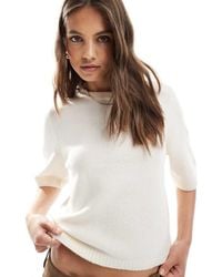 Vero Moda - Boxy Fit Soft Knitted Short Sleeve Top - Lyst