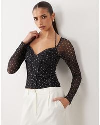 ASOS - Printed Mesh Exposed Seam Long Sleeve Top - Lyst