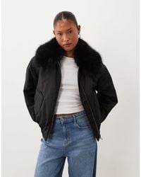 ASOS - Asos Design Petite Ma1 Bomber Jacket With Faux Fur Trim - Lyst