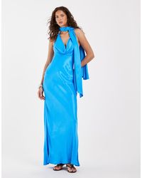 ASOS - Satin Scarf Cowl Neck Maxi Dress - Lyst