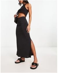 Vila - Slinky Maxi Skirt With Slit Sides - Lyst