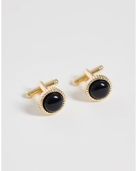 ASOS - Rope Edge Texture Semi Precious Onyx Stone Cufflinks - Lyst