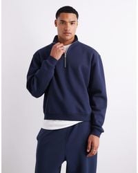 ASOS - Essentials Boxy Relaxed Sweatshirt With Quarter Zip - Lyst
