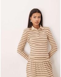 Wanderdoll - Frankie Premium Heavyweight Jersey Contrast Collar Long Sleeve Polo Top - Lyst