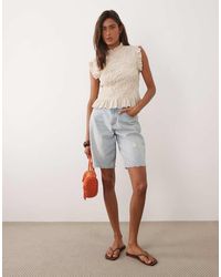 Mango - High Neck Frill Sleeveless Top - Lyst