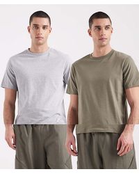ASOS - Pack De 2 Camisetas De Color Caqui Y Gris Jaspeado Básicas Con Cuello Redondo Essentials De - Lyst