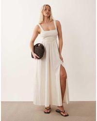 ASOS - Fuller Bust Selina Beach Shirred Maxi With Linen Sundress - Lyst