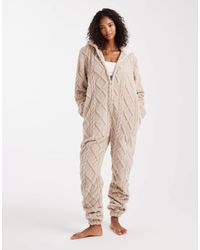 Loungeable - – flauschiger einteiler aus sherpa-fleece - Lyst