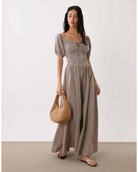esmé studios - Puff Sleeve Tie Front Beach Maxi Dress - Lyst