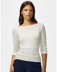 Pieces - Bella Jersey Slim Fit Boat Neck 3/4 Sleeve Stretch Top - Lyst
