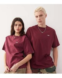 Vans - T-Shirt Bordeaux Con Logo Sul Petto - Lyst