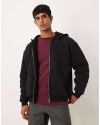 ASOS - Relaxed Zip Through Hoodie With Borg Lining - Lyst