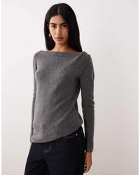 Mango - Wool Mix Boat Neck Asymmetric Hem Knitted Top - Lyst