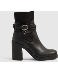 River Island - Faux Leather Chunky Buckle Ankle Boots - Lyst