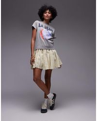 TOPSHOP - Minigonna Vaporosa Gialla E Verde A Righe - Lyst