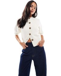 ASOS - Short Sleeve Waisted Crew Neck Cardigan - Lyst
