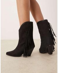 Glamorous - Fringe Western Knee Boots - Lyst